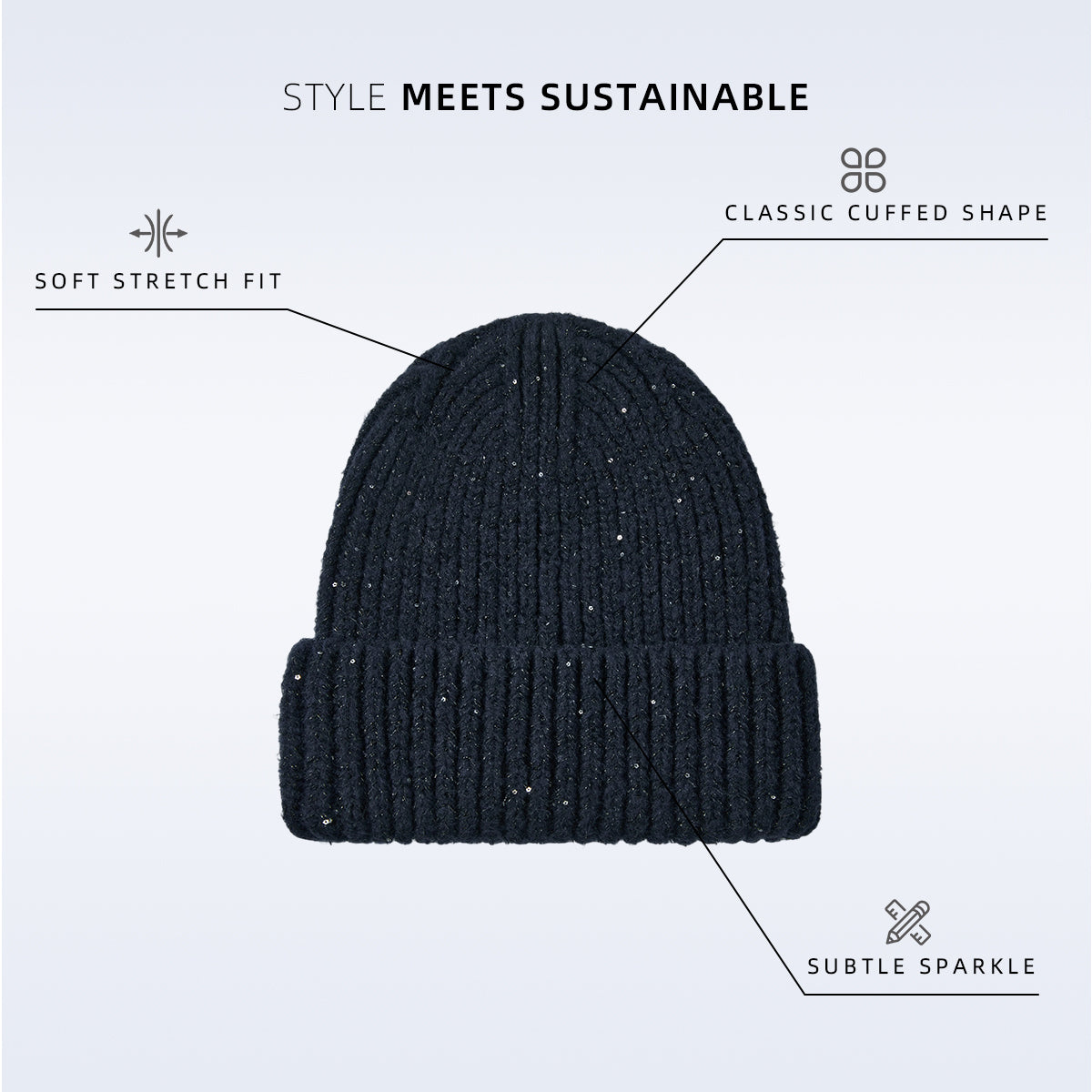 Blank Metallic Sequin Cuff Knit Beanie Wholesale - 1285     Foremost Hat-Wholesale & Custom Hats