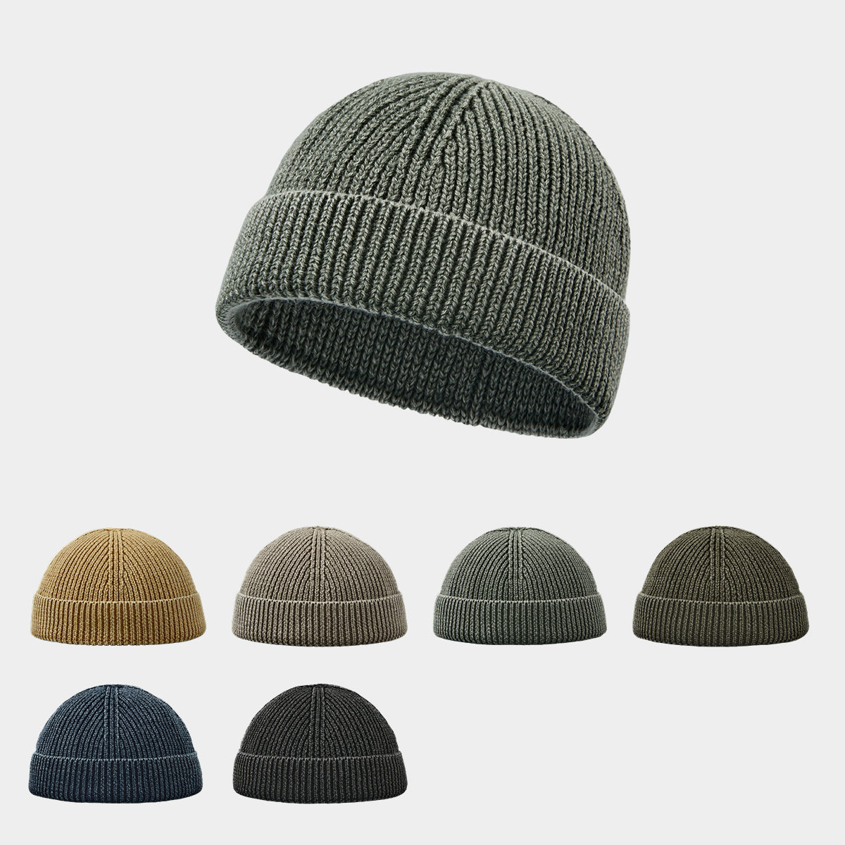 Blank Vintage Organic Cotton Short Fisherman Beanie Wholesale - 1359
