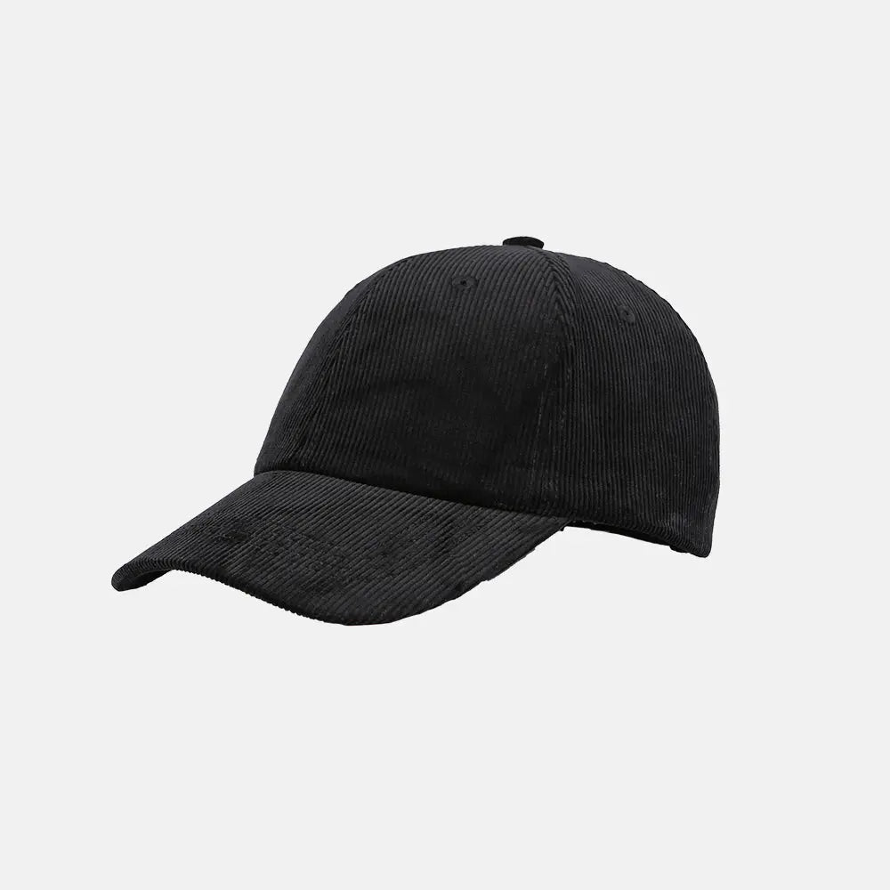 Blank Vintage 6 Panel Corduroy Dad Hat - 6505  Black Foremost Hat