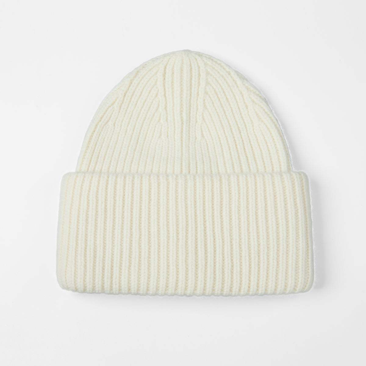Blank High-Cuffed 100% Merino Wool Beanie - 1338    White foremosthat