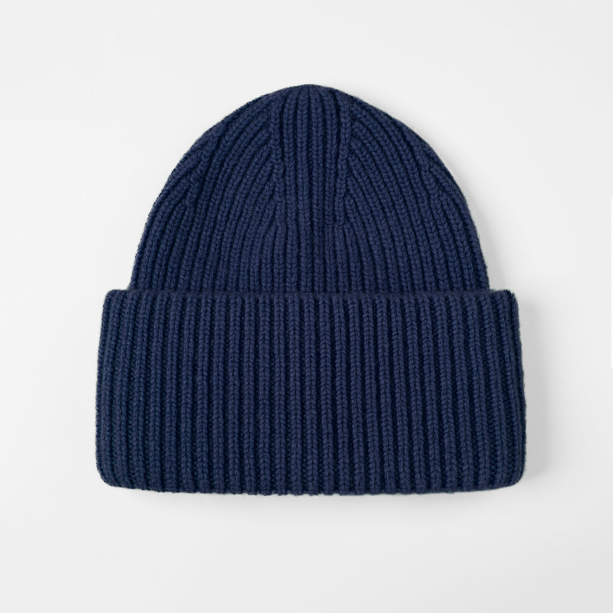Blank High-Cuffed 100% Merino Wool Beanie - 1338    Navy foremosthat