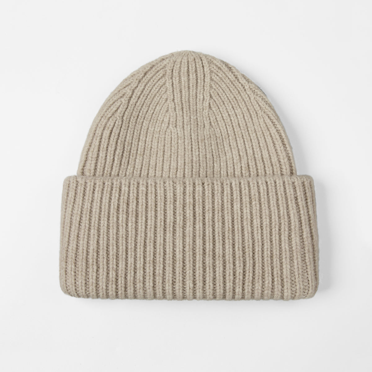 Blank High-Cuffed 100% Merino Wool Beanie - 1338    Oatmeal foremosthat