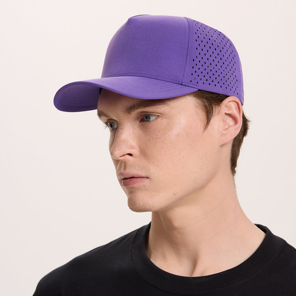Blank 5 Panel Water Repellent Recycled Perforated Snapback Golf Hat- 6526     foremosthat