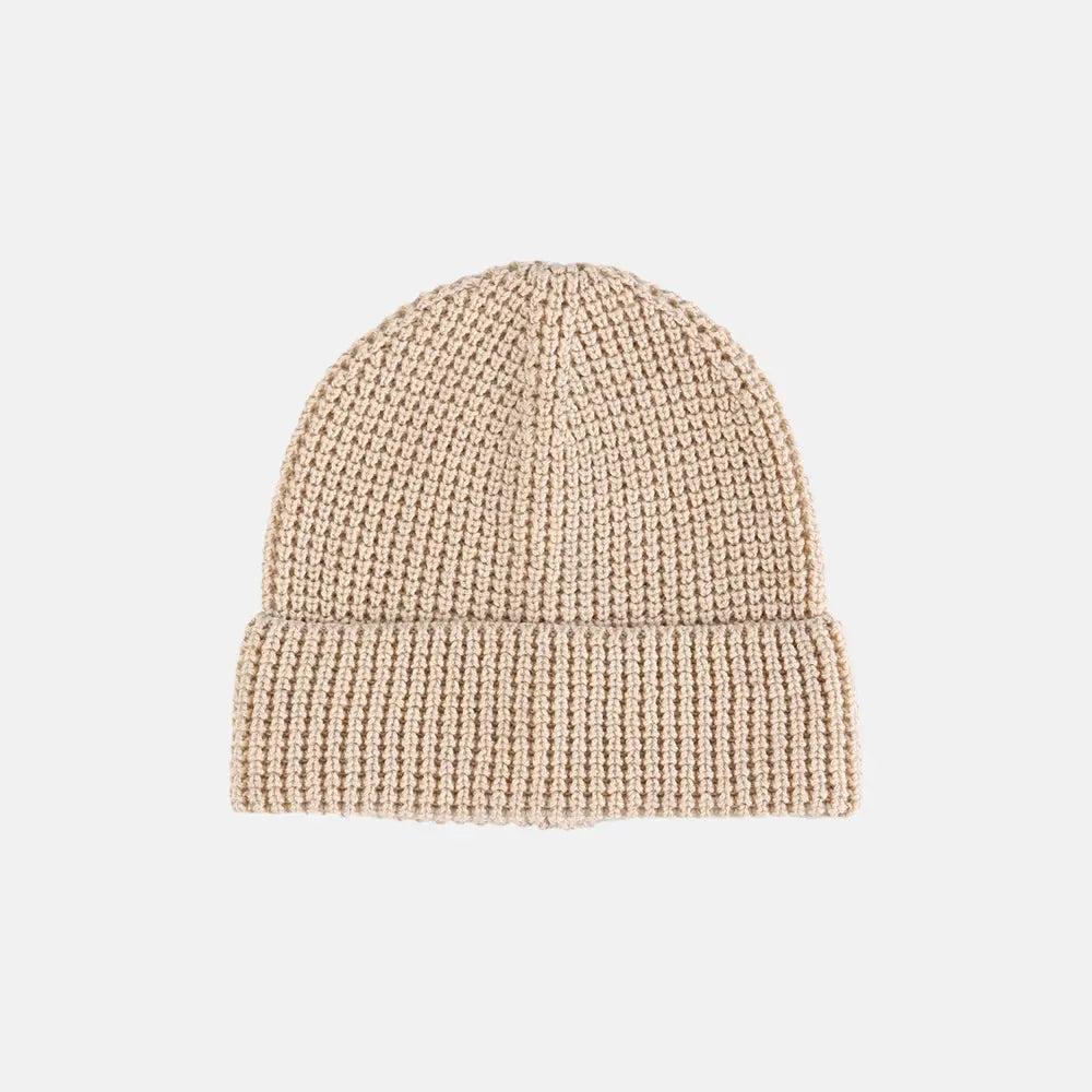 Blank Knit Cuffed Waffle Beanie - 1546  Beige Foremost Hat