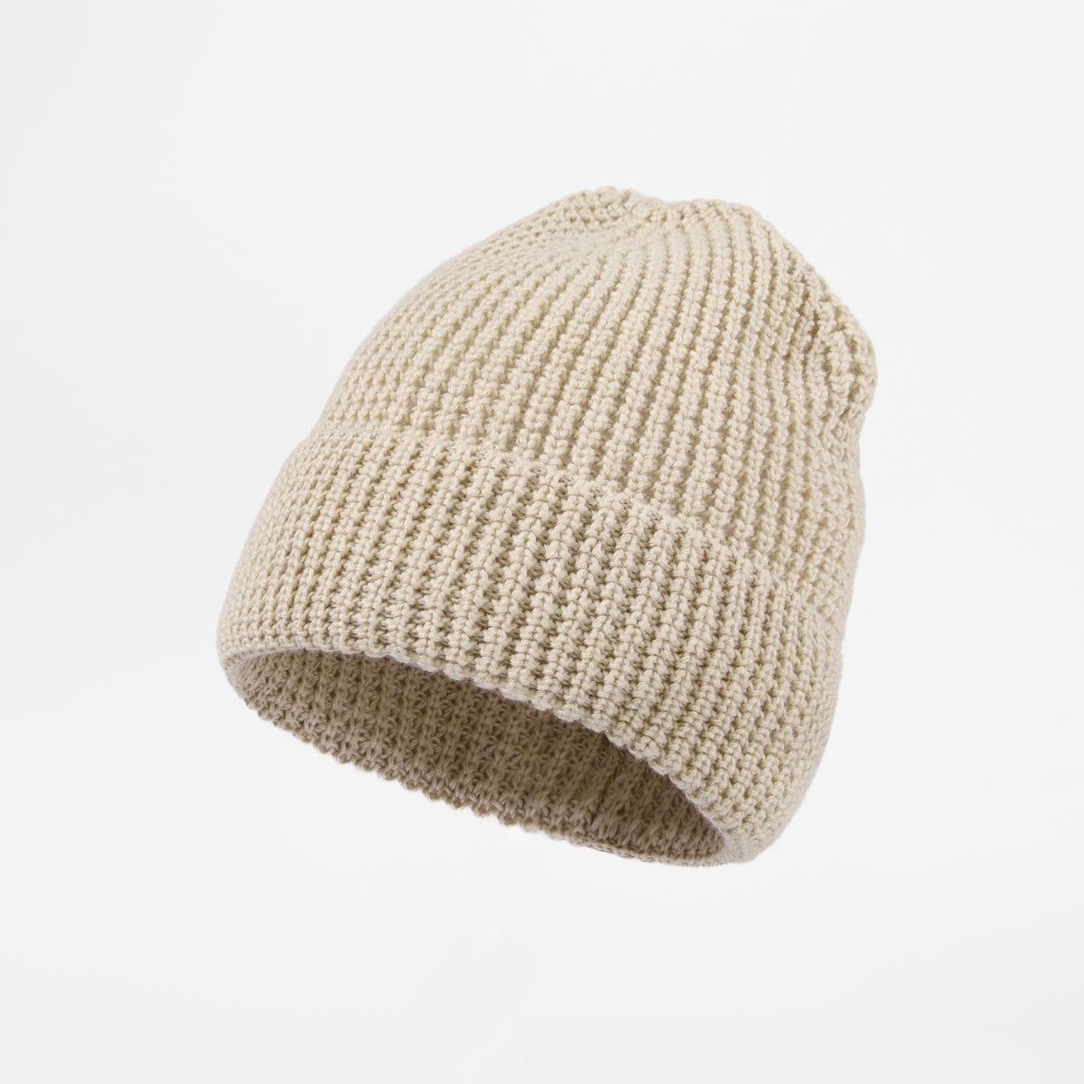 Blank Knit Cuffed Waffle Beanie - 1546    Beige foremosthat