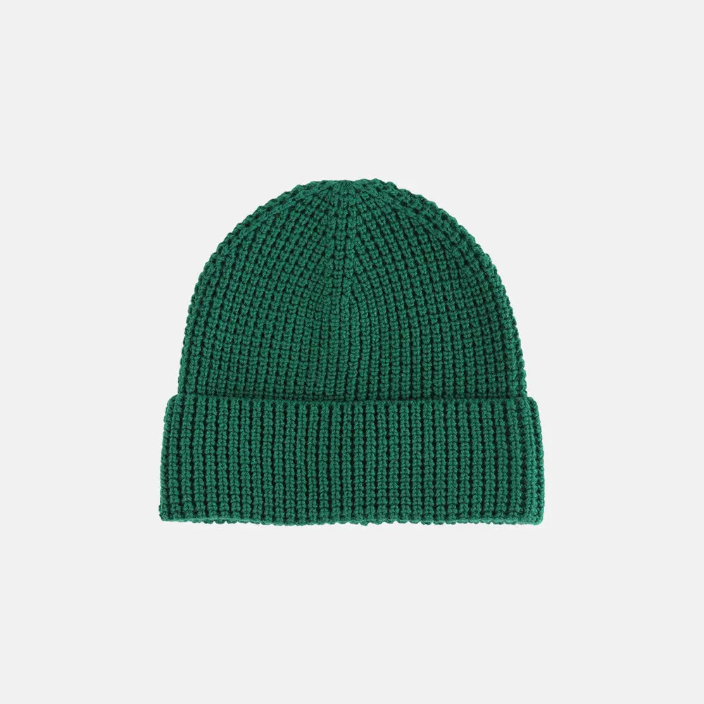 Blank Knit Cuffed Waffle Beanie - 1546  Black Green Foremost Hat