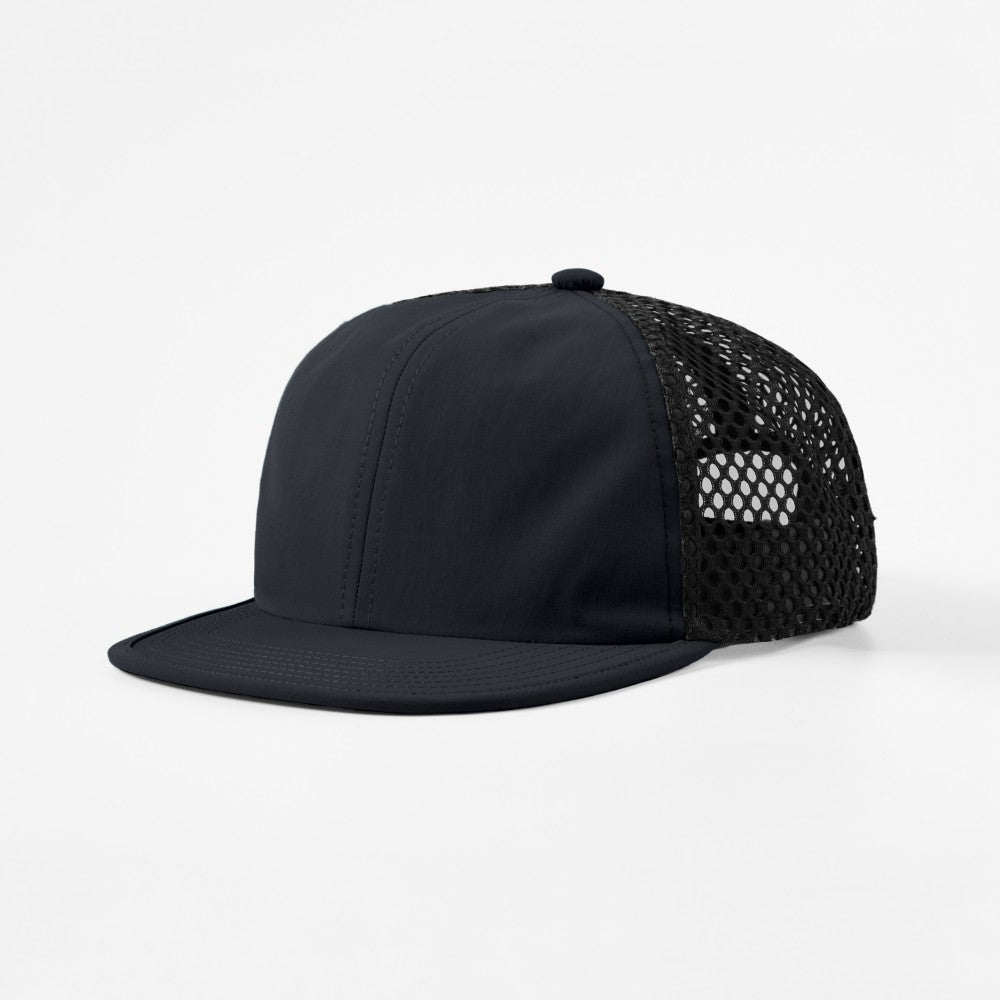 Blank 6 Panel Nylon Mesh Recycled Snapback Trucker Hat Wholesale - 6482     Foremost Hat-Wholesale & Custom Hats