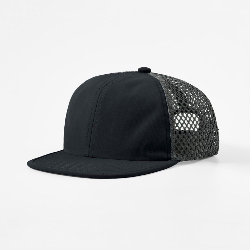 Blank 6 Panel Nylon Mesh Recycled Snapback Trucker Hat Wholesale - 6482     Foremost Hat-Wholesale & Custom Hats