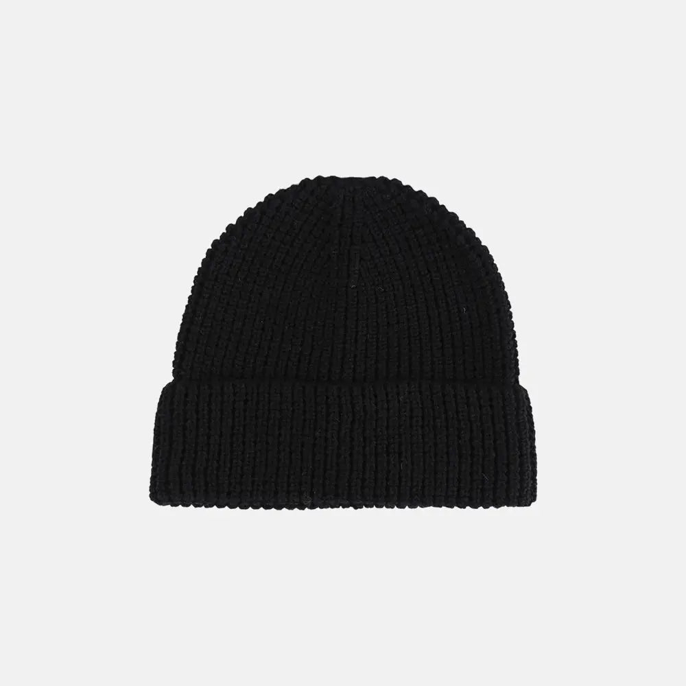 Blank Knit Cuffed Waffle Beanie - 1546  Black Foremost Hat