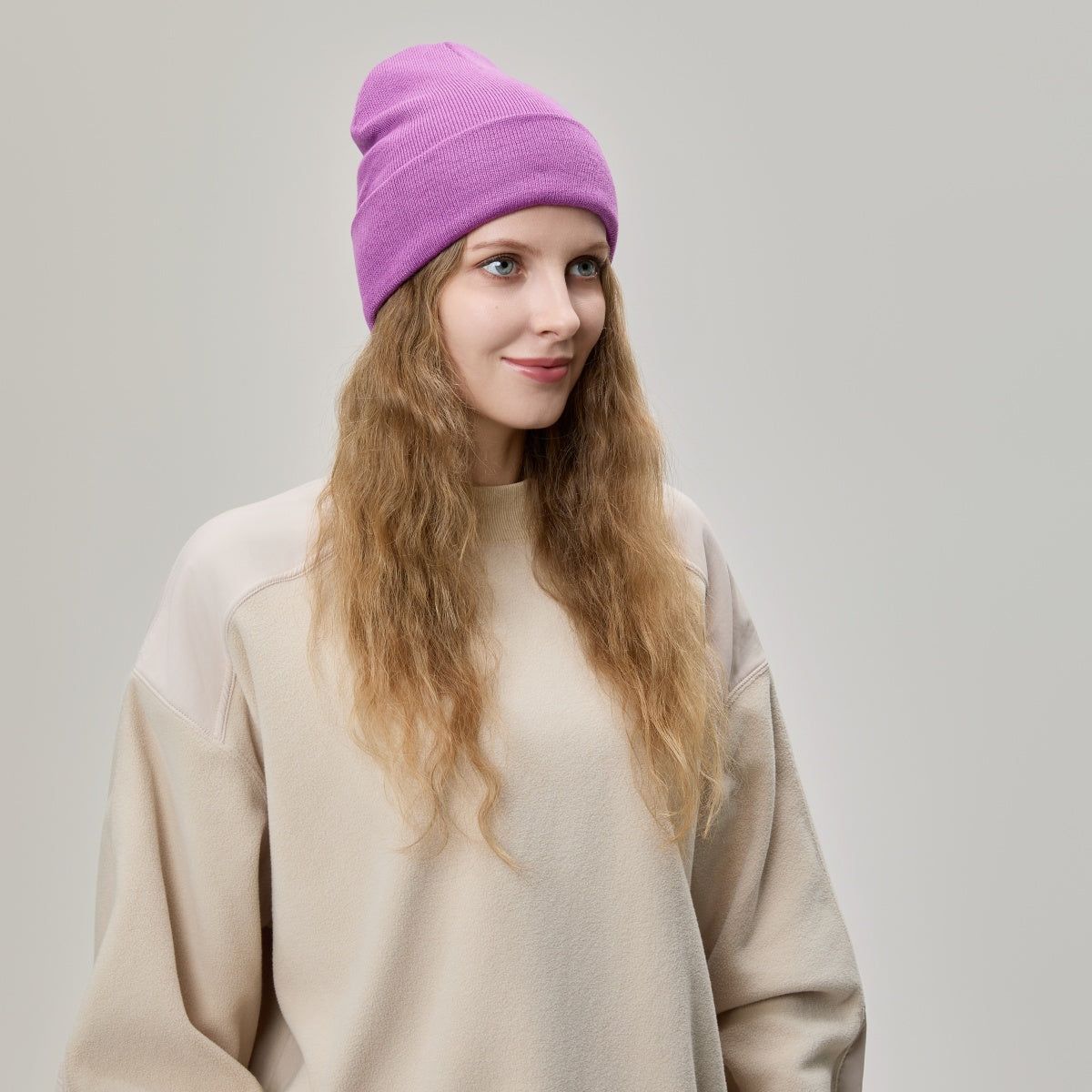 Blank Wool Blend Cuffed Beanie Wholesale - 1149     foremosthat