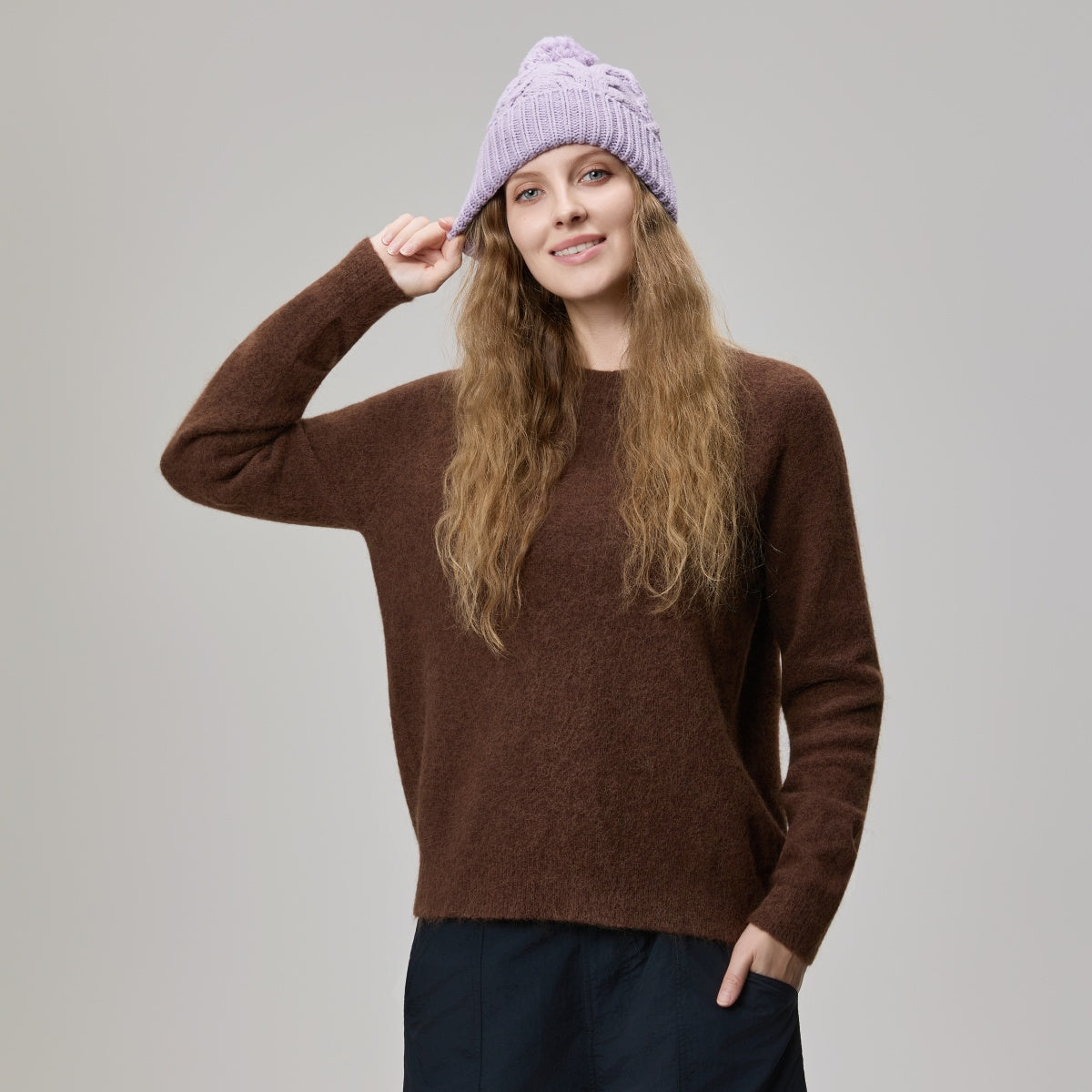 Blank Cable Knit Pom Pom Beanie Wholesale - 1168     foremosthat