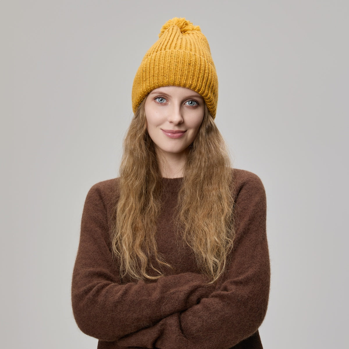 Blank Wool Flecked Pom Pom Beanie Wholesale - 1192     foremosthat