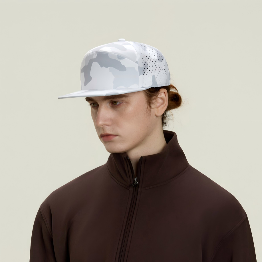 Blank Recycled 7 Panel Flat Bill Perforated Snapback Cap Wholesale - 6472     Foremost Hat-Wholesale & Custom Hats