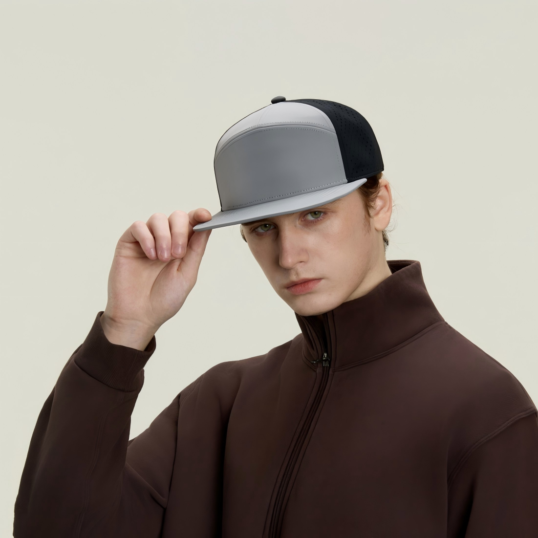 Blank Recycled 7 Panel Flat Bill Perforated Snapback Cap Wholesale - 6472     Foremost Hat-Wholesale & Custom Hats