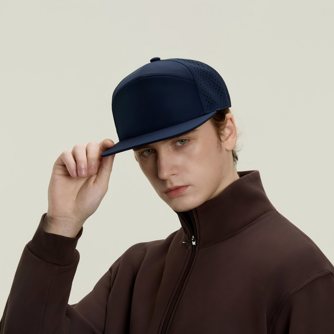 Blank Recycled 7 Panel Flat Bill Perforated Snapback Cap Wholesale - 6472     Foremost Hat-Wholesale & Custom Hats
