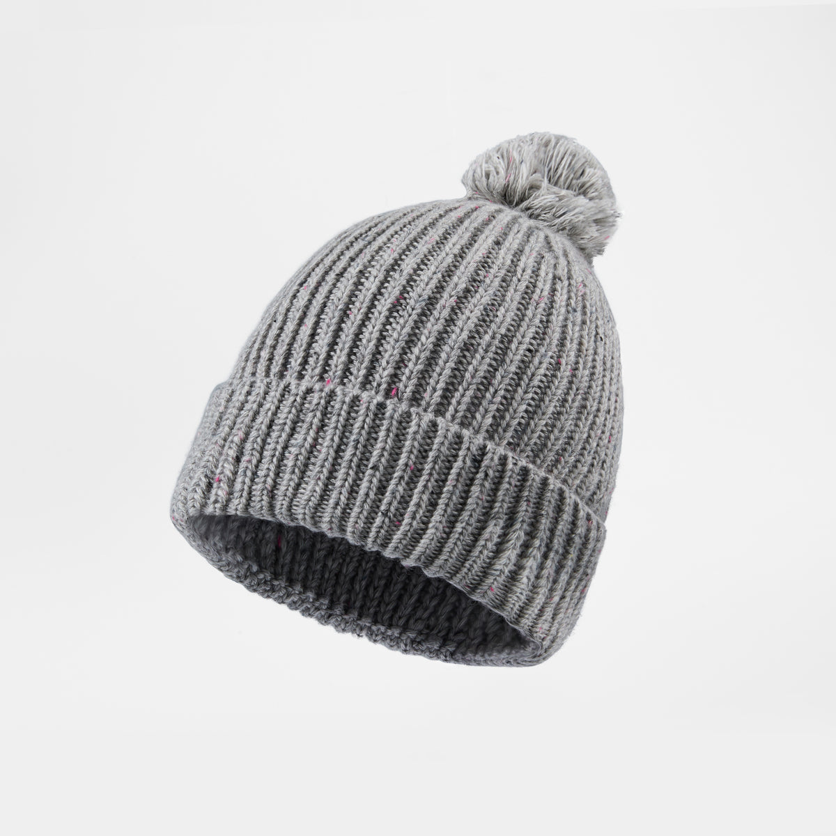 Blank Wool Flecked Pom Pom Beanie Wholesale - 1192    Light Grey foremosthat