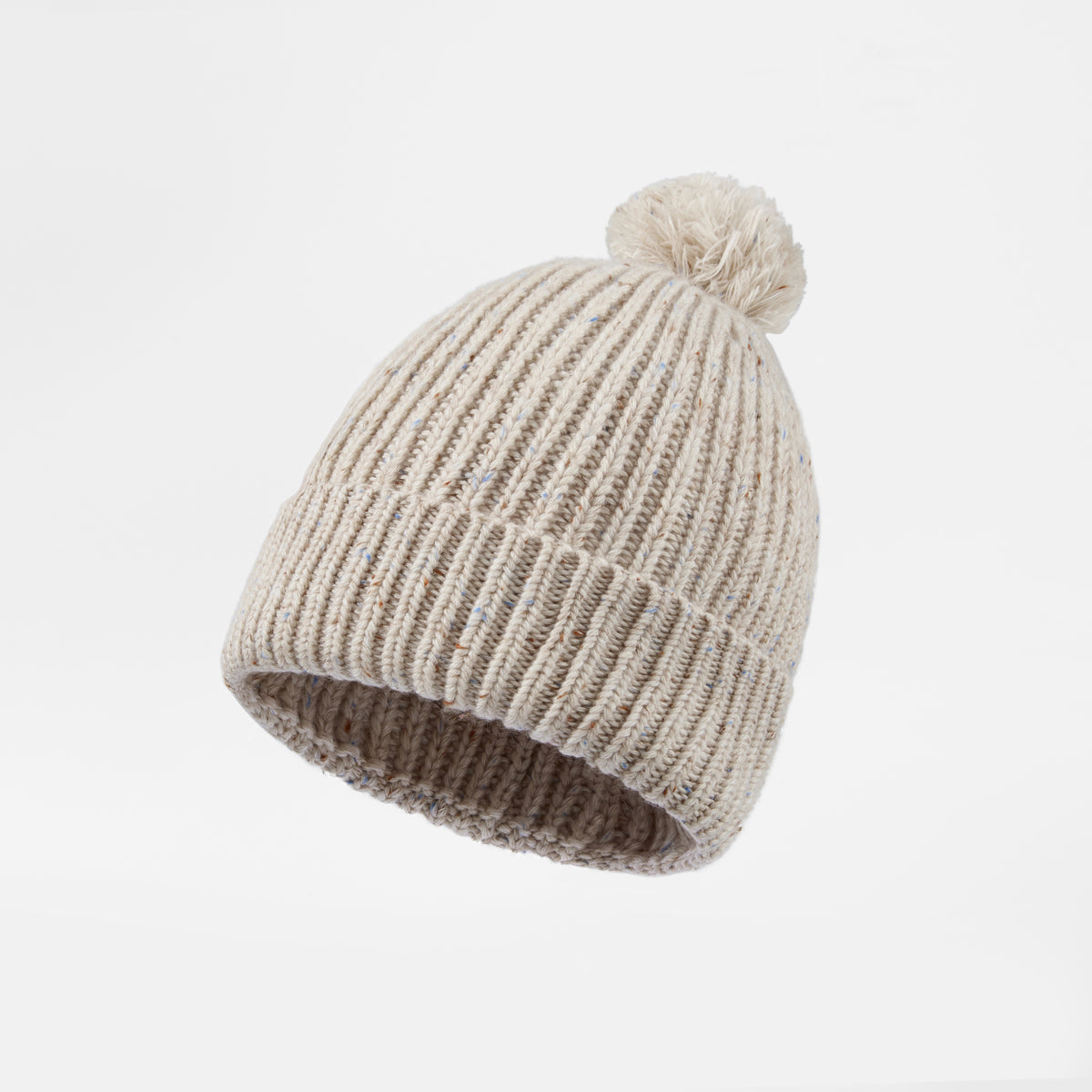 Blank Wool Flecked Pom Pom Beanie Wholesale - 1192    Light Beige foremosthat