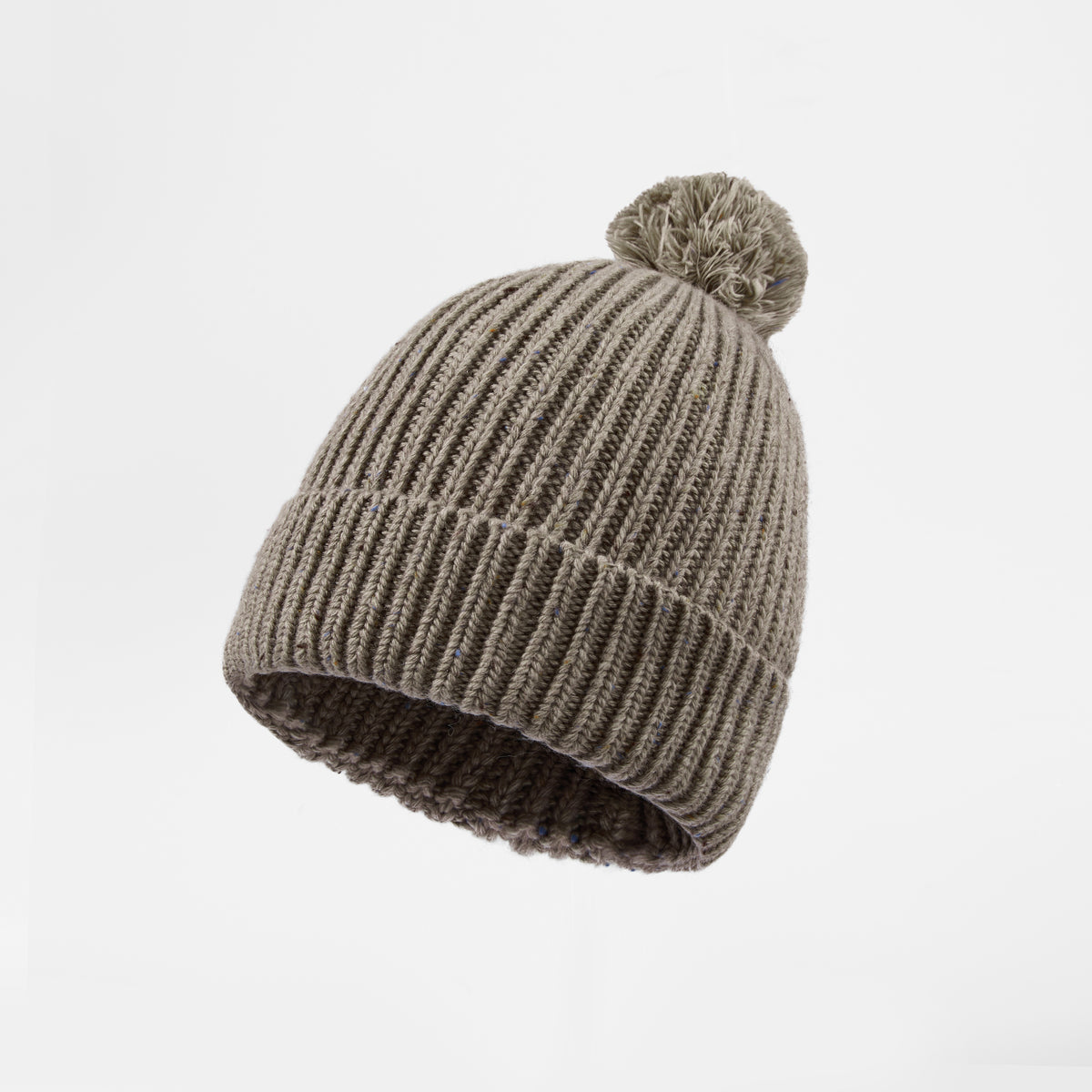 Blank Wool Flecked Pom Pom Beanie Wholesale - 1192    Khaki foremosthat