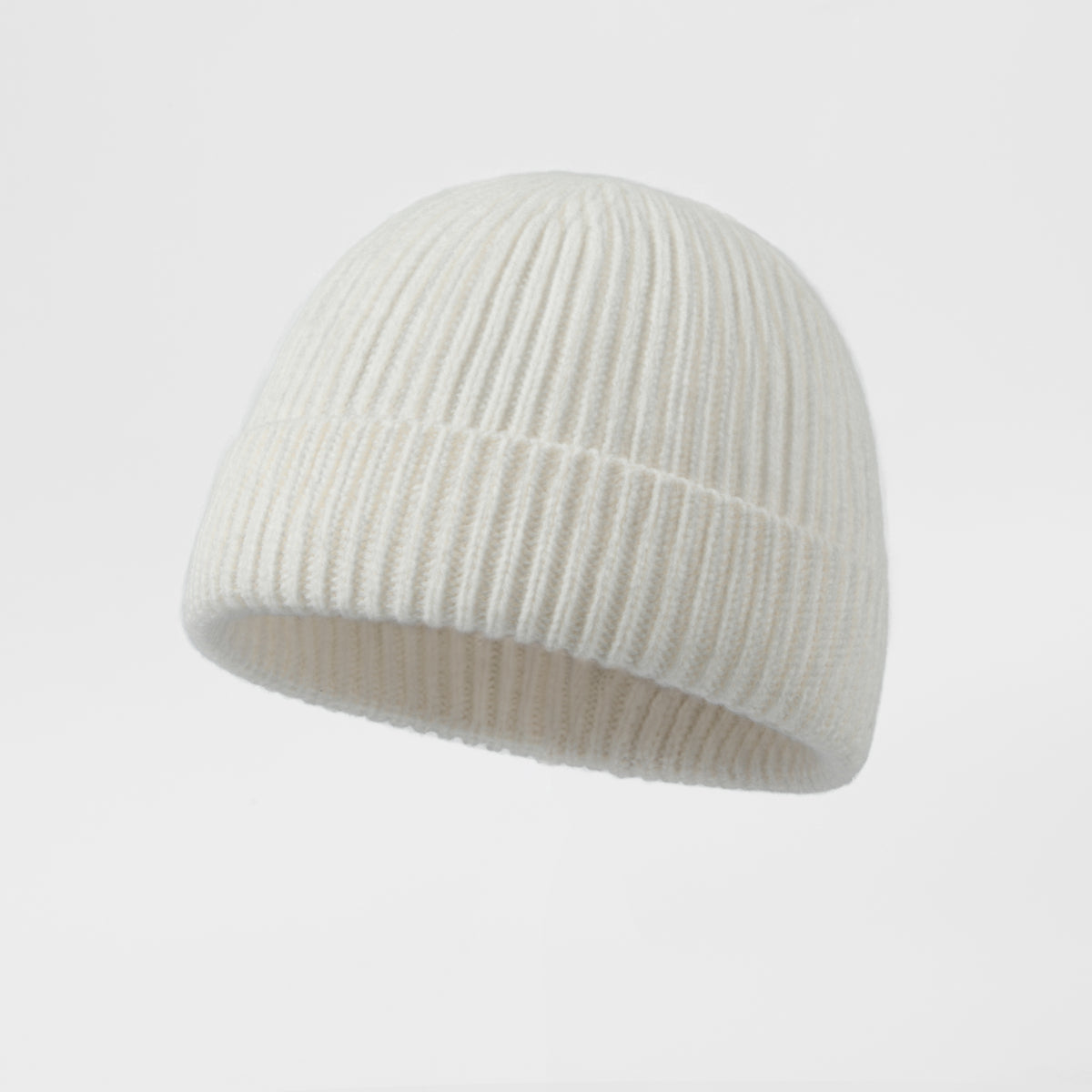 Blank 100% Merino Wool Short Fisherman Beanie Wholesale - 1281    White foremosthat