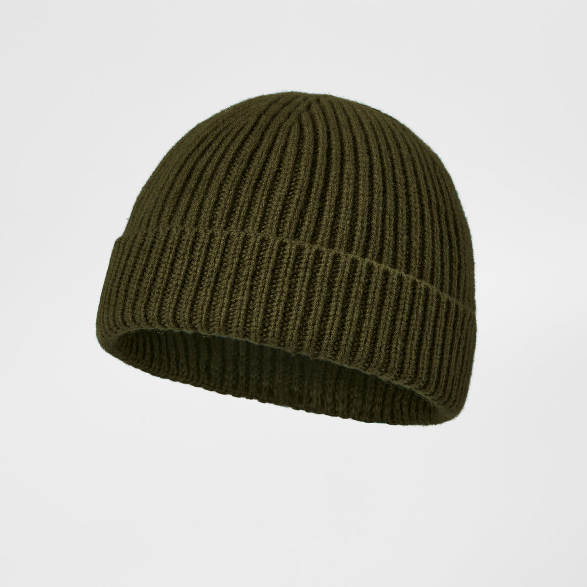 Blank 100% Merino Wool Short Fisherman Beanie Wholesale - 1281    Olive foremosthat