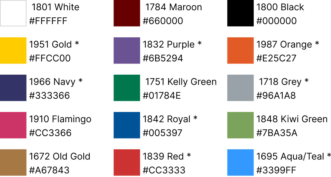 Available thread colors