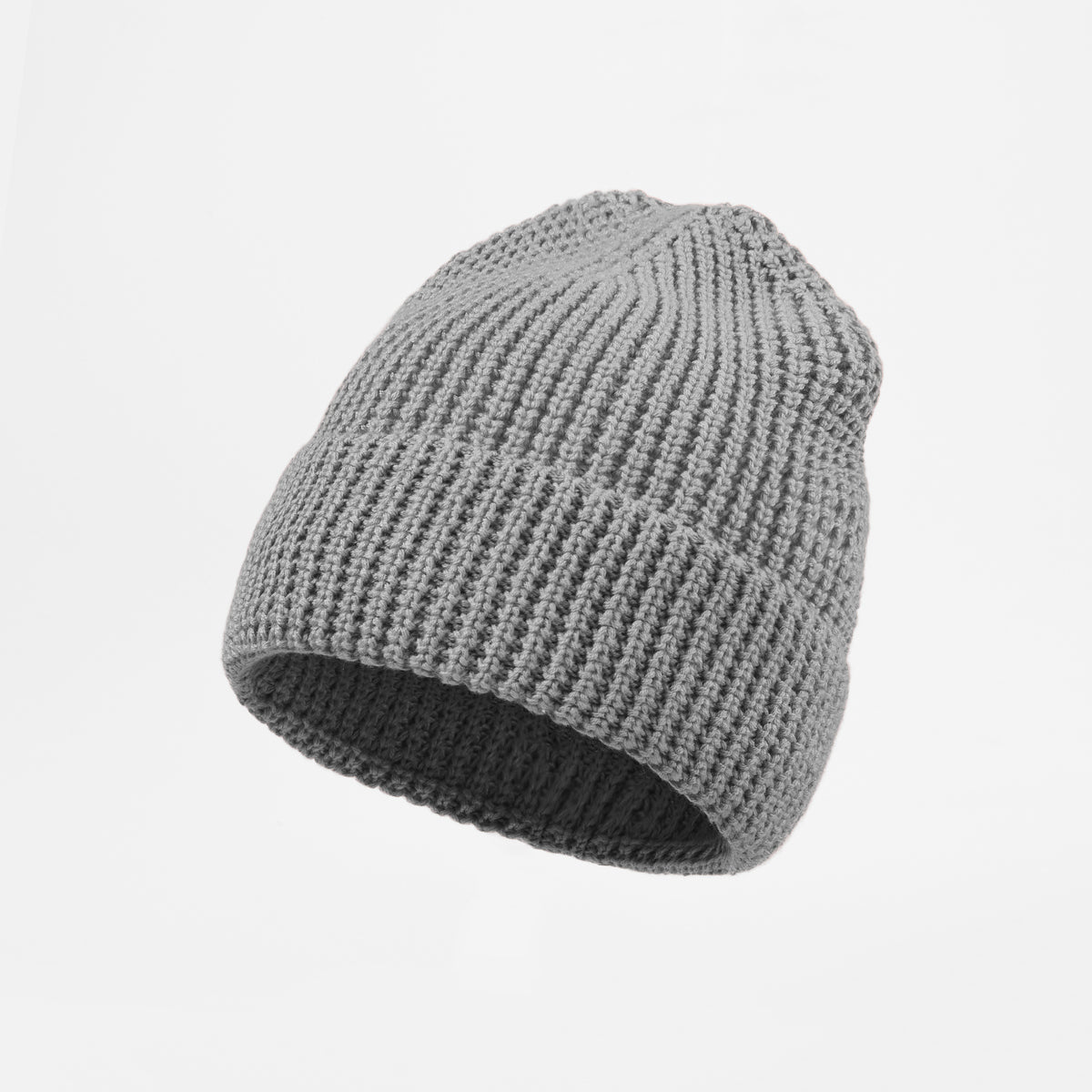 Blank Knit Cuffed Waffle Beanie - 1546    Grey foremosthat