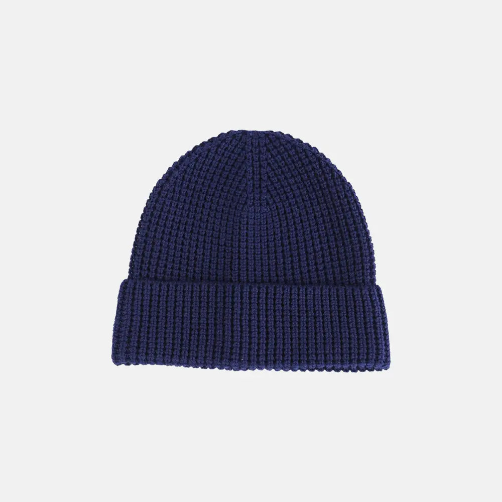 Blank Knit Cuffed Waffle Beanie - 1546  Navy Foremost Hat
