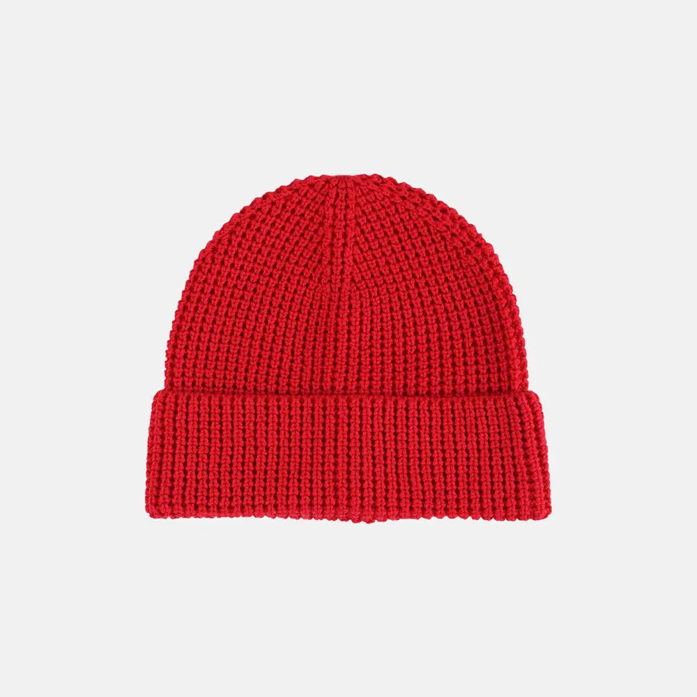 Blank Knit Cuffed Waffle Beanie - 1546  Red Foremost Hat