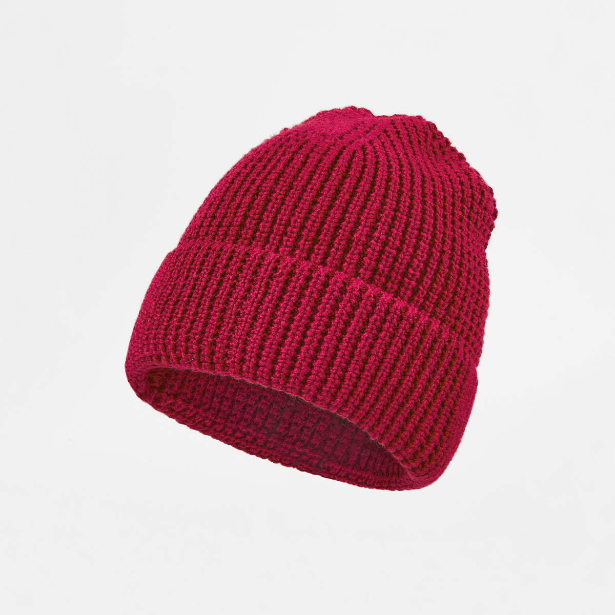 Blank Knit Cuffed Waffle Beanie - 1546    Red foremosthat