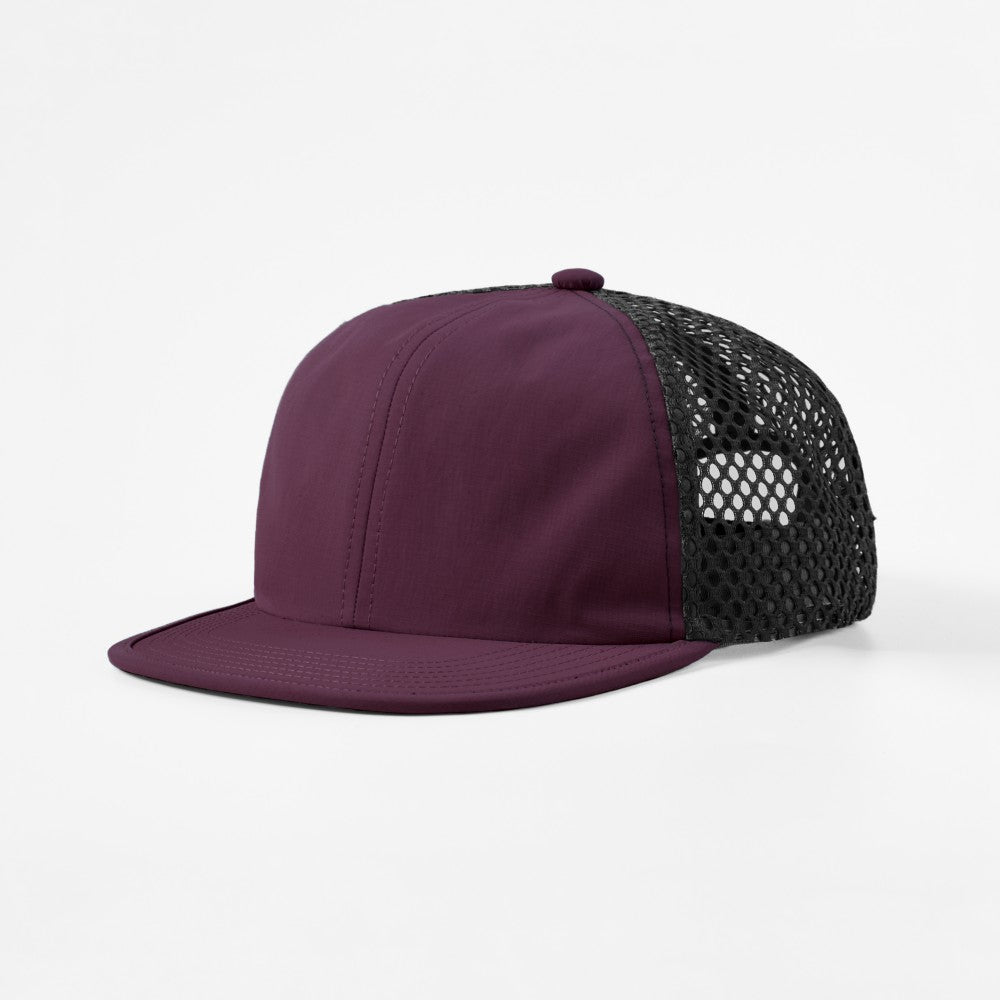 Blank 6 Panel Nylon Mesh Recycled Snapback Trucker Hat Wholesale - 6482     Foremost Hat-Wholesale & Custom Hats